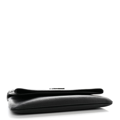 Saint Laurent Grain De Poudre West Hollywood Monogram Fold Over Clutch Black 4 of 14