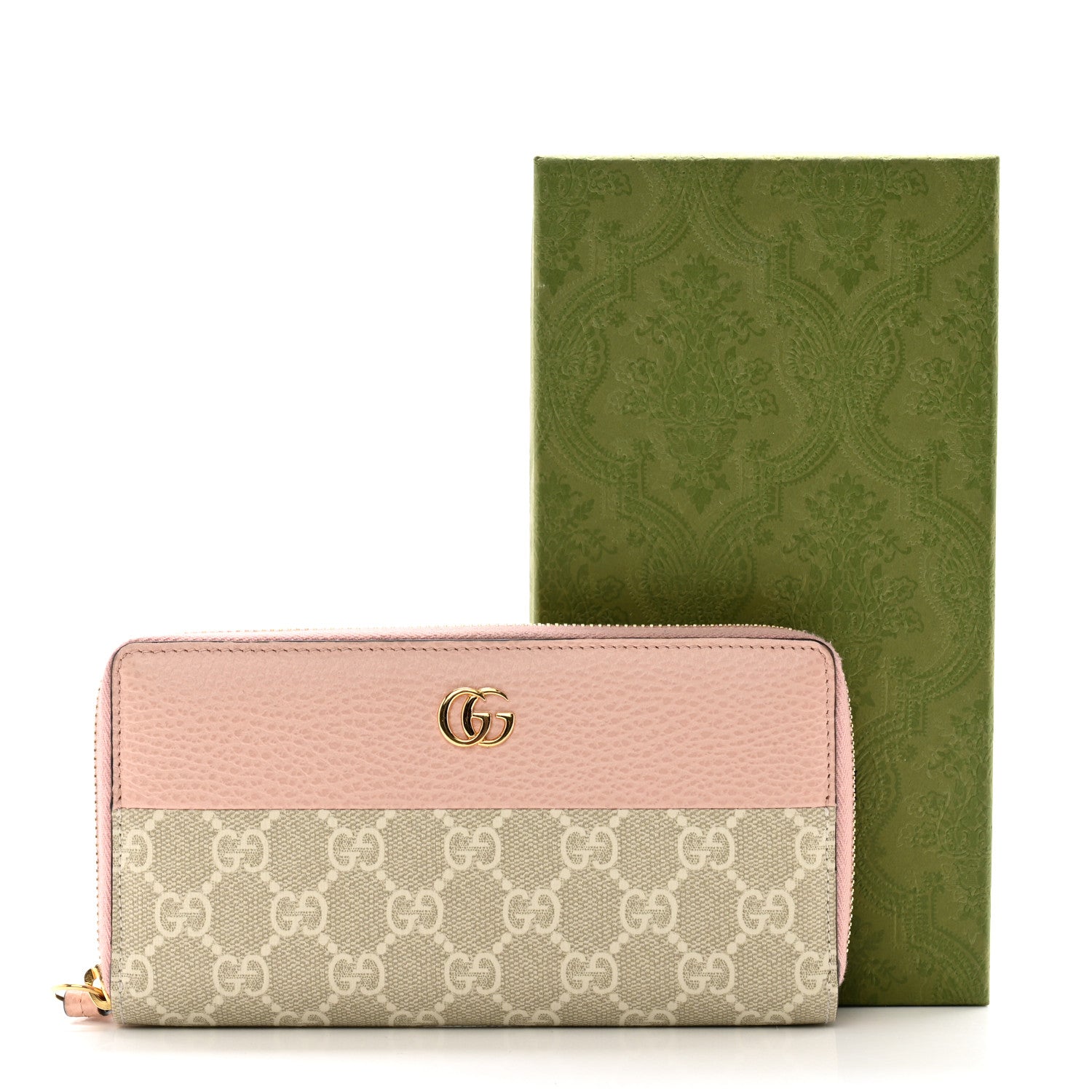Gucci Dollar Calfskin GG Supreme Monogram GG Marmont Zip Around Wallet Light Pink Beige White 11 of 11