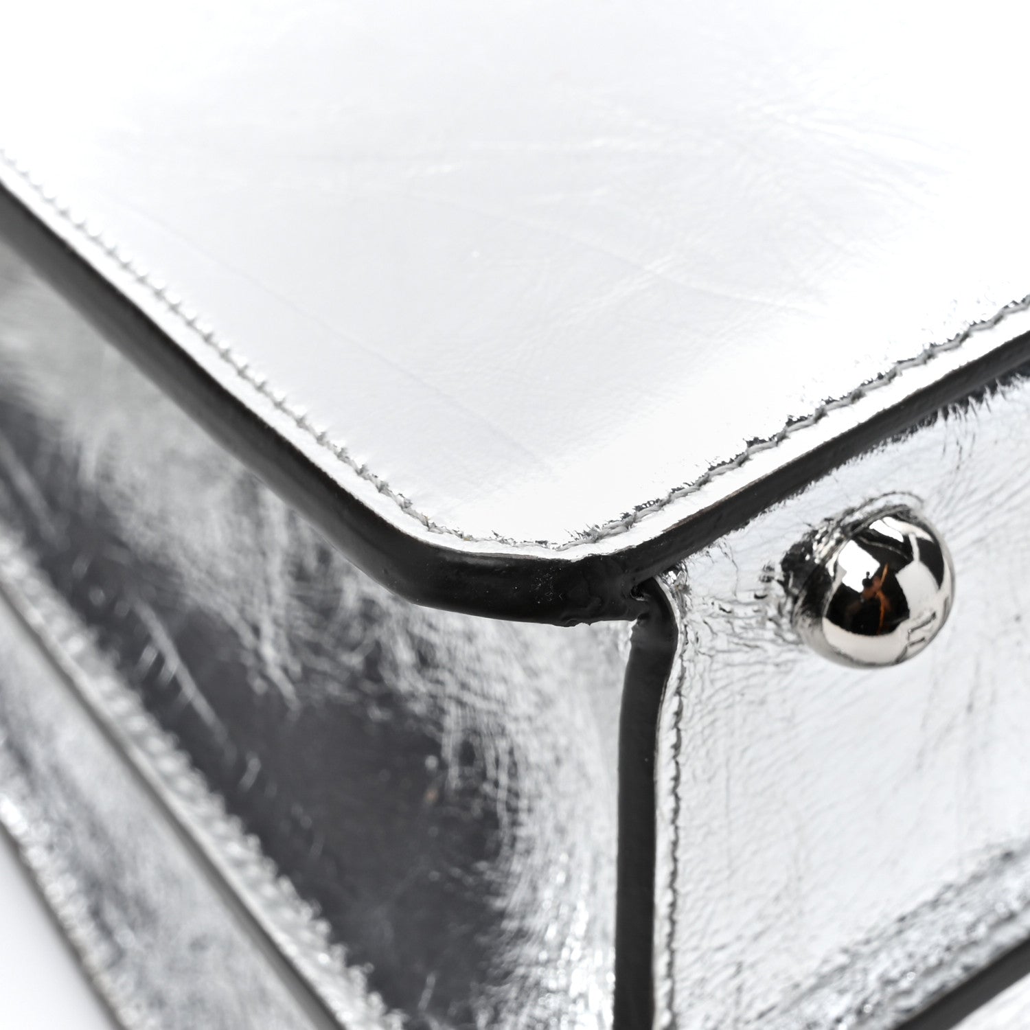 Fendi Rock Millenium Laminata Small Peekaboo I SEE U Satchel Argento 16 of 16