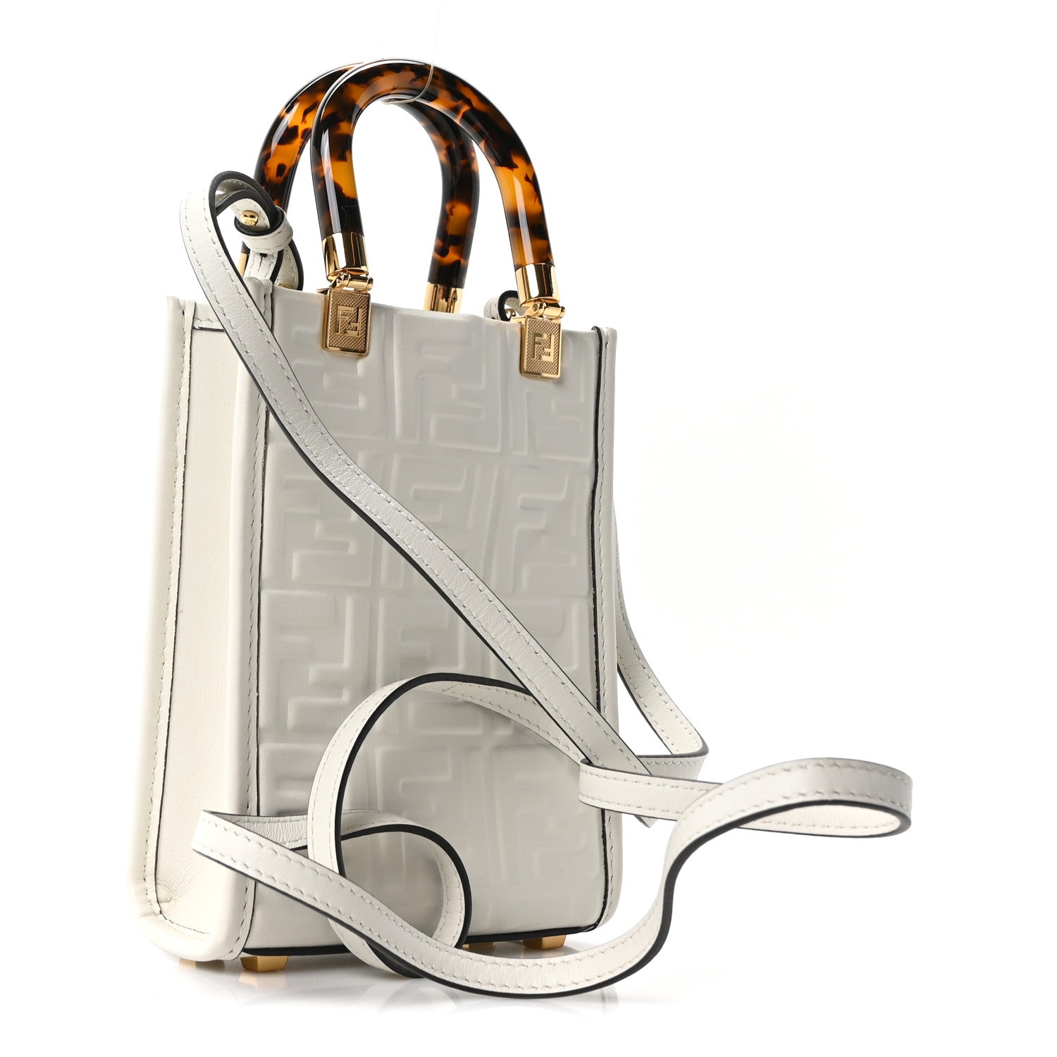 Fendi Vitello Plexiglass FF Embossed Mini Fendi Sunshine Shopper