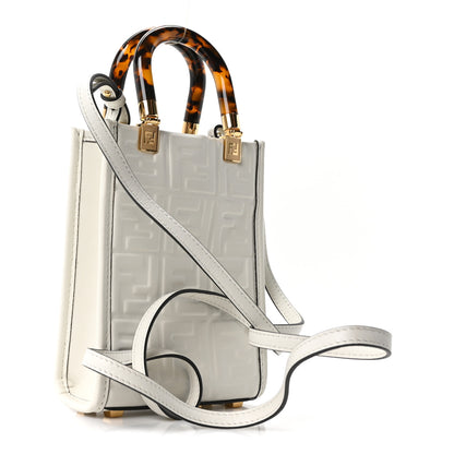 Fendi Vitello Plexiglass FF Embossed Mini Fendi Sunshine Shopper Tote White 2 of 9