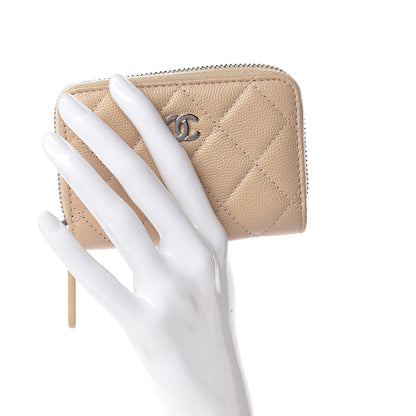 Chanel Caviar Quilted Zip Card Holder Beige 2 of 11