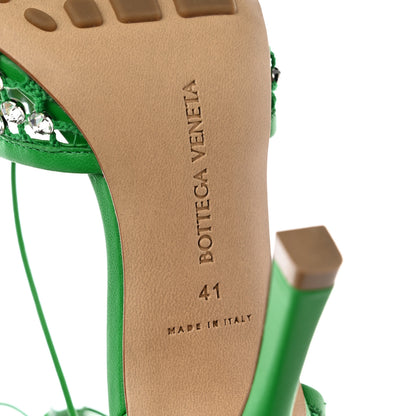 Bottega Veneta Mesh Nappa Crystal Embellished Sparkle Stretch Ankle Tie Sandals 41 Parakeet 6 of 15