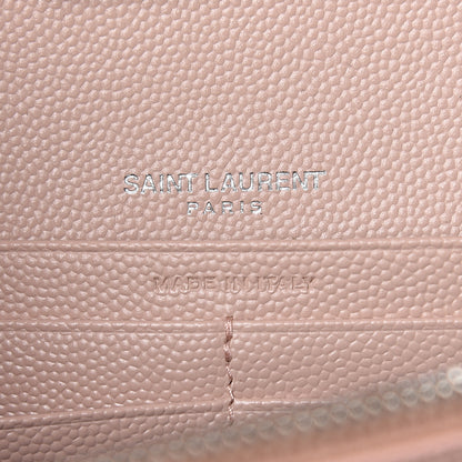 Saint Laurent Grain De Poudre Matelasse Chevron Monogram Chain Wallet Rose Antic 6 of 10