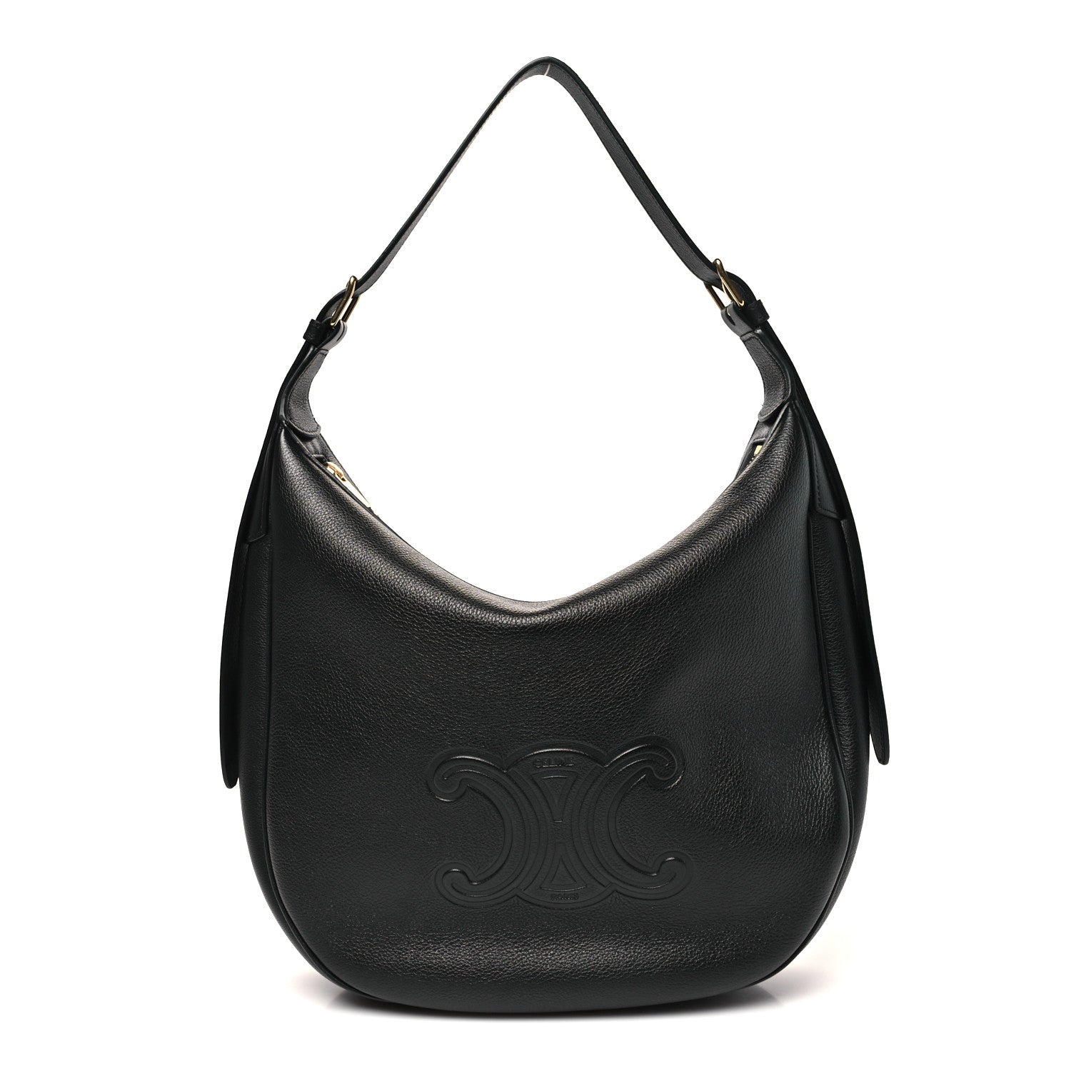Celine Supple Calfskin Cuir Triomphe Medium Heloise Shoulder Bag Black 1 of 9