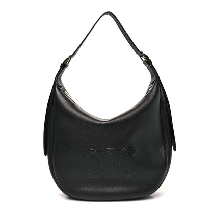 Celine Supple Calfskin Cuir Triomphe Medium Heloise Shoulder Bag Black 1 of 9
