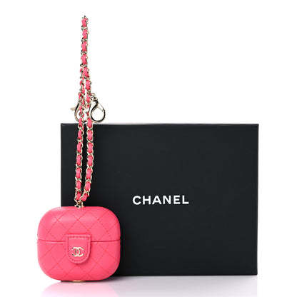 Chanel Lambskin Quilted Airpods Pro Case With Chain Pink 9 of 9