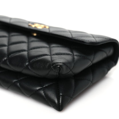 Chanel Lambskin Quilted CC Pouch With Handle Black 12 of 13