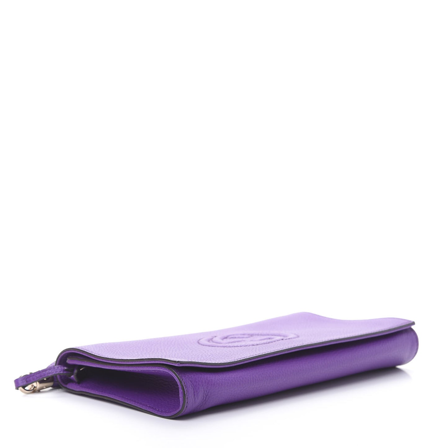 Pebbled Calfskin Medium Soho Clutch Shine Purple