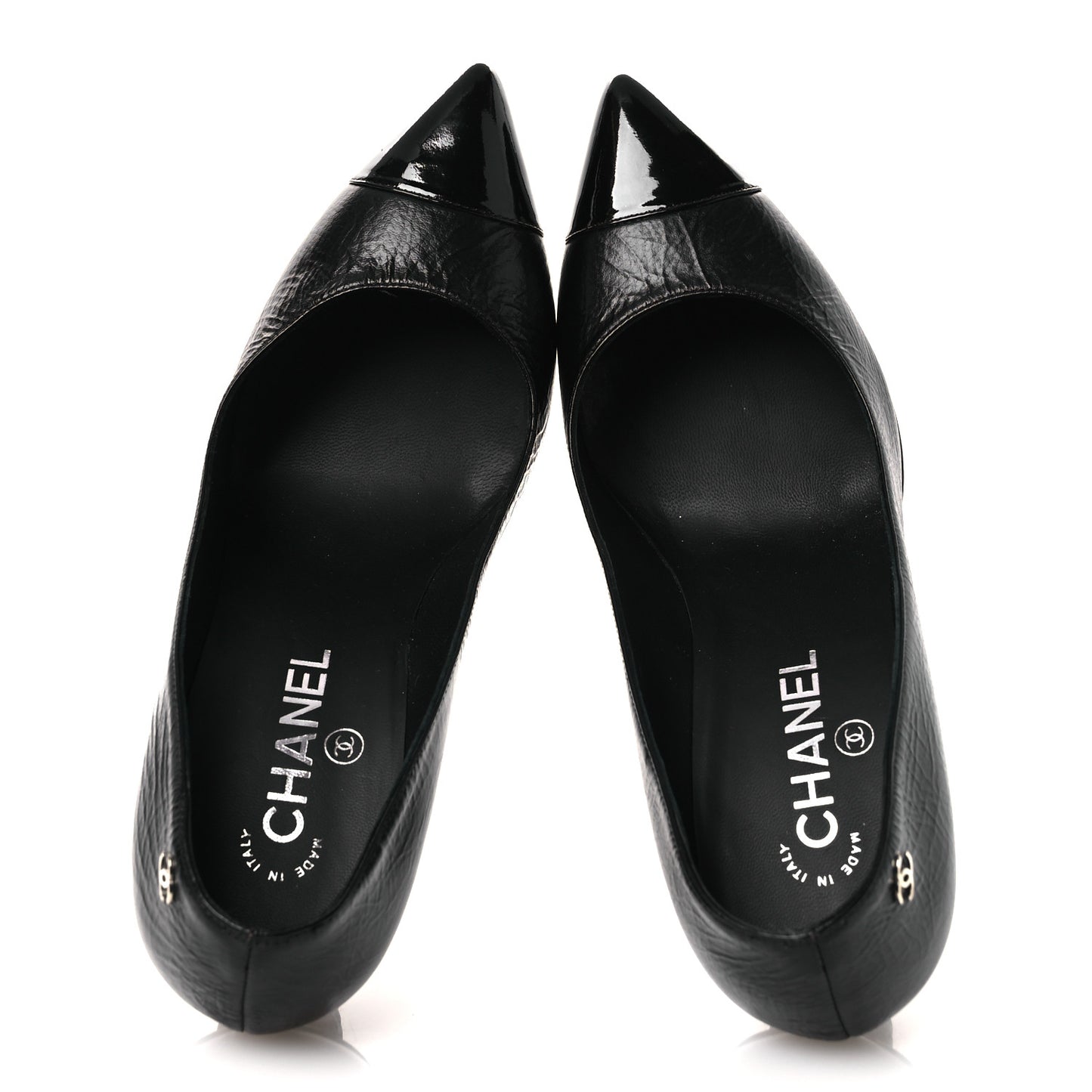 Crumpled Calfskin Knotted Heel Cap Toe Pumps 39.5 Black