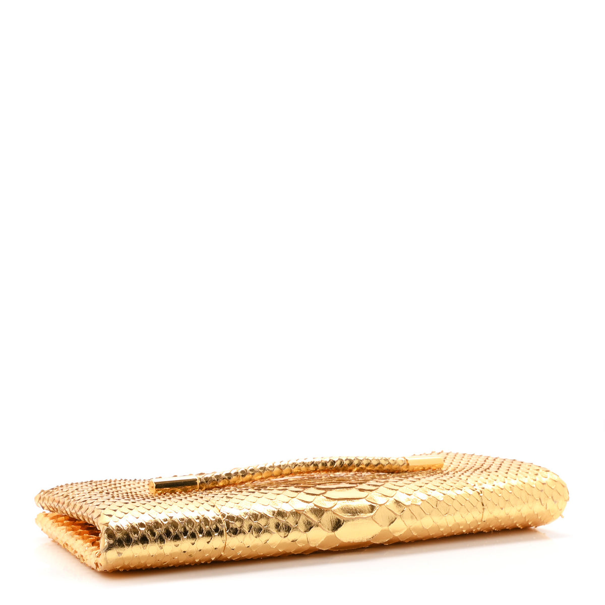 Tom Ford Metallic Snakeskin Bar Clutch Bag Gold 4 of 8