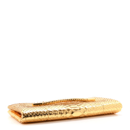 Tom Ford Metallic Snakeskin Bar Clutch Bag Gold 4 of 8