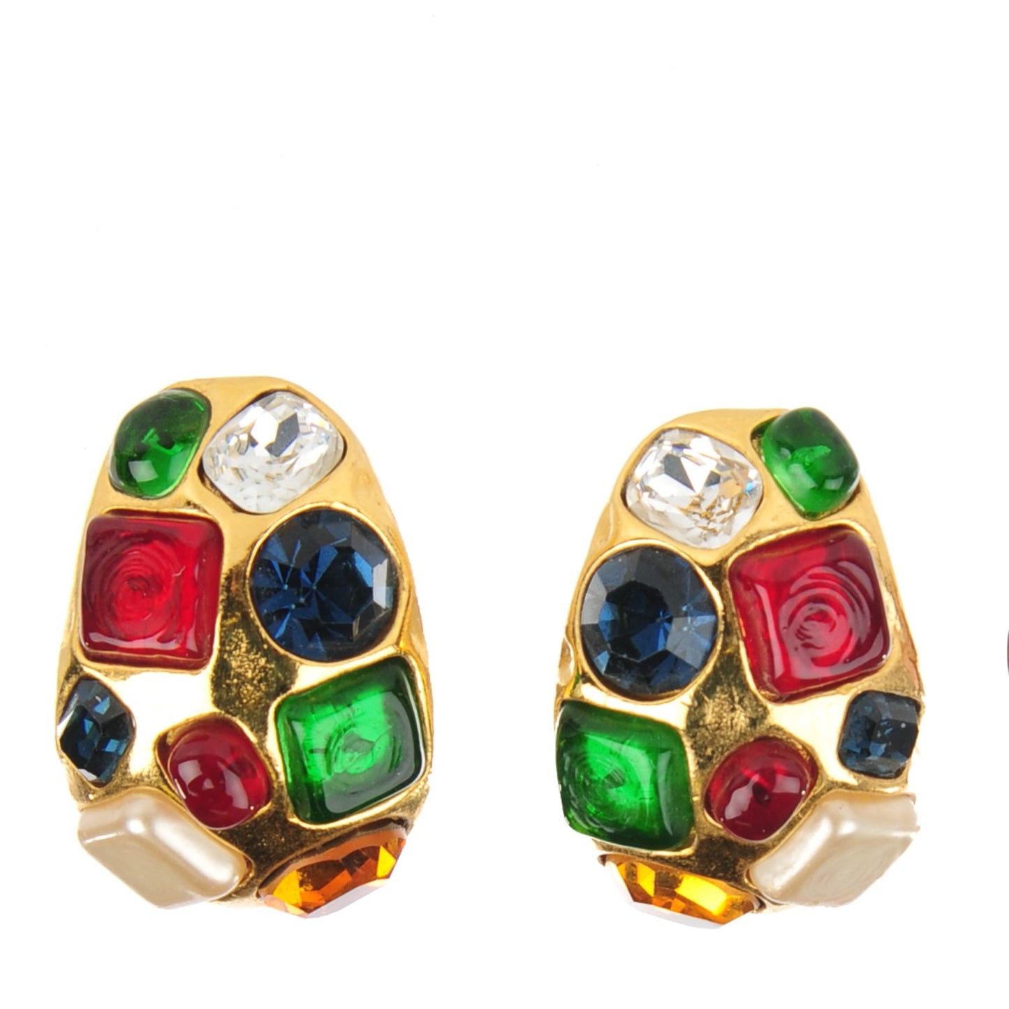 Gripoix Clip On Earrings Multicolor