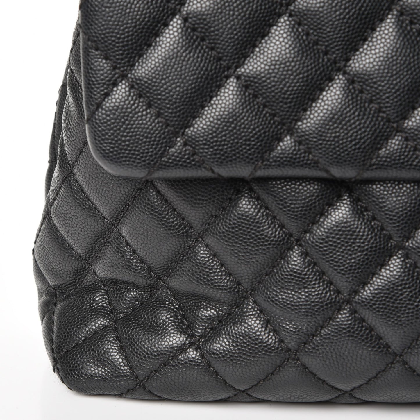 Caviar Quilted Medium Coco Handle Flap Black