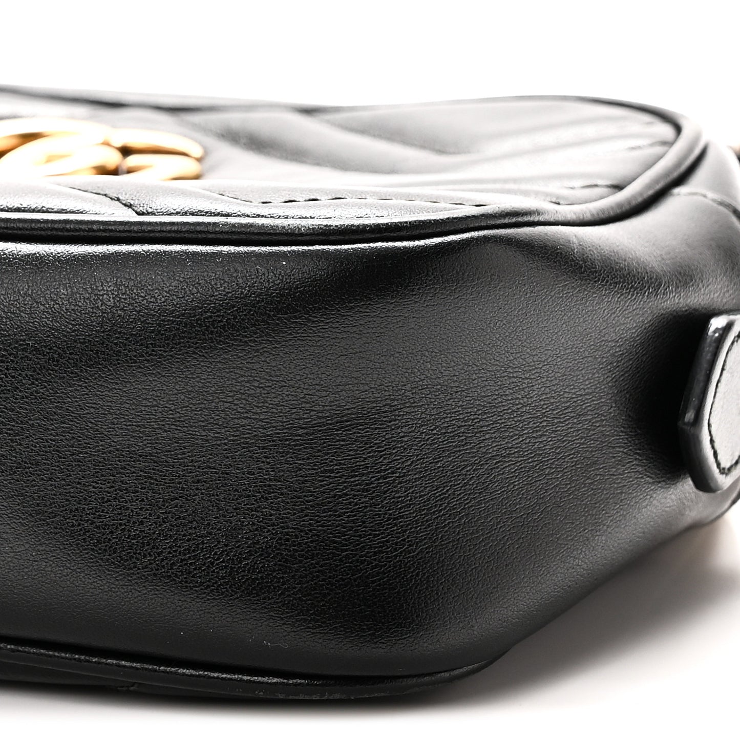 Calfskin Matelasse Mini GG Marmont Chain Shoulder Bag Black