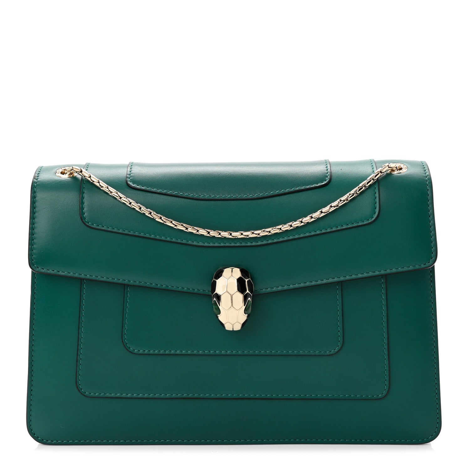 Bulgari Calfskin Serpenti Forever Shoulder Bag Emerald Green 2 of 17
