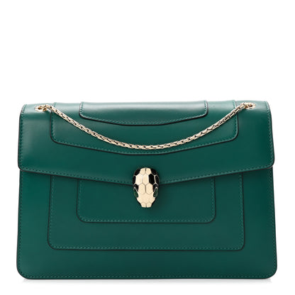 Bulgari Calfskin Serpenti Forever Shoulder Bag Emerald Green 2 of 17