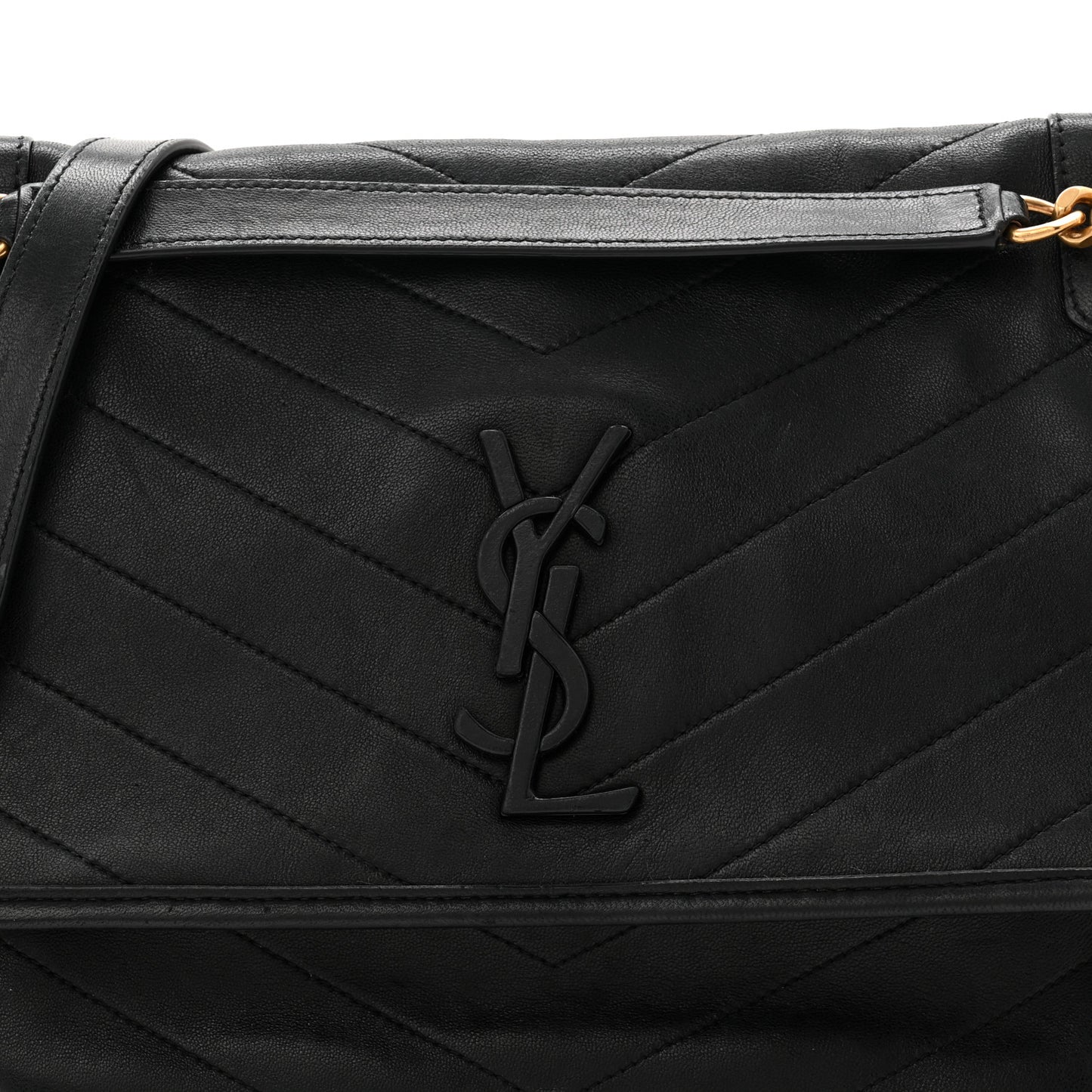 Lambskin Matelasse Monogram Medium Niki Chain Satchel Black