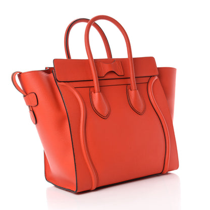Celine Drummed Calfskin Mini Luggage Vermillion 3 of 11