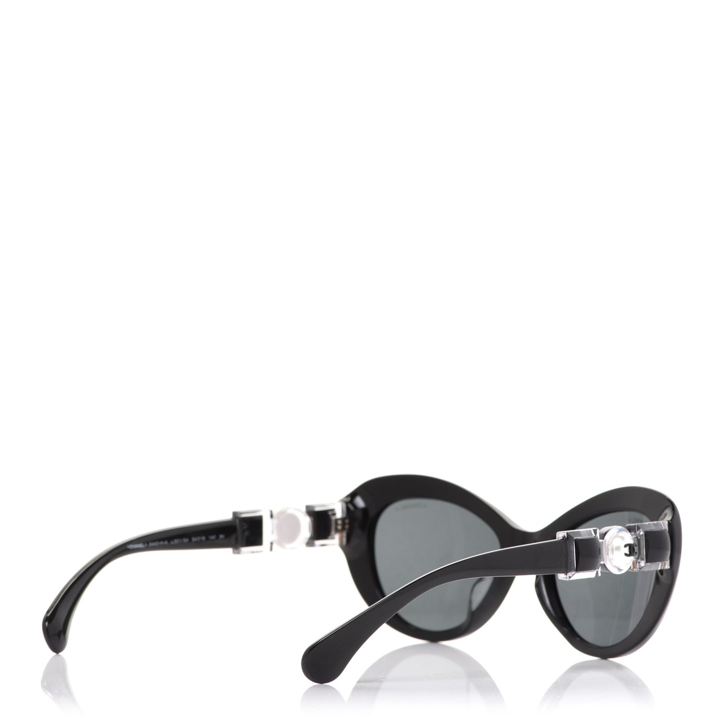 Acetate Glass Pearls Cat Eye Sunglasses 5443-H Black