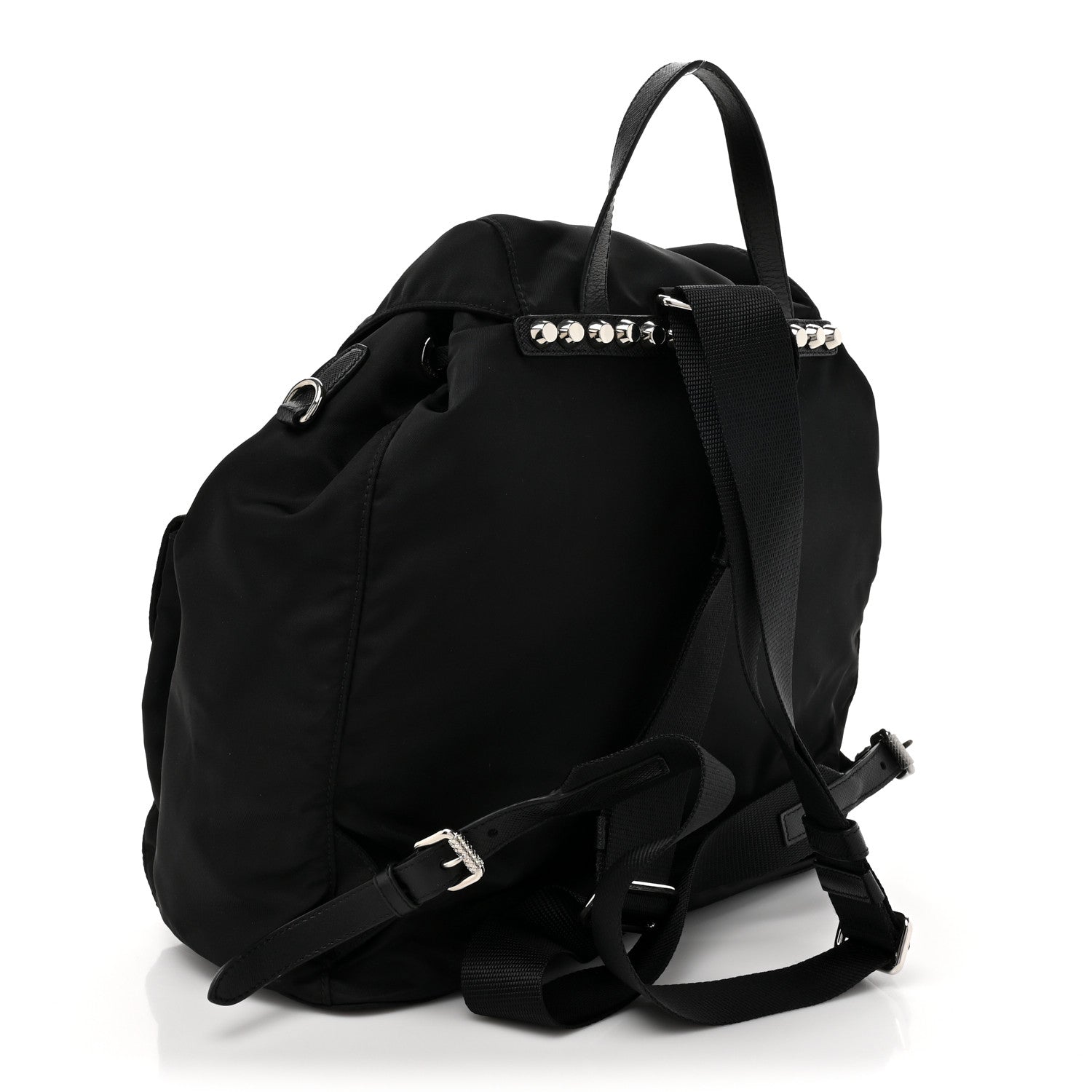 Prada Nylon New Vela Studded Backpack Black 1563572 – FASHIONPHILE