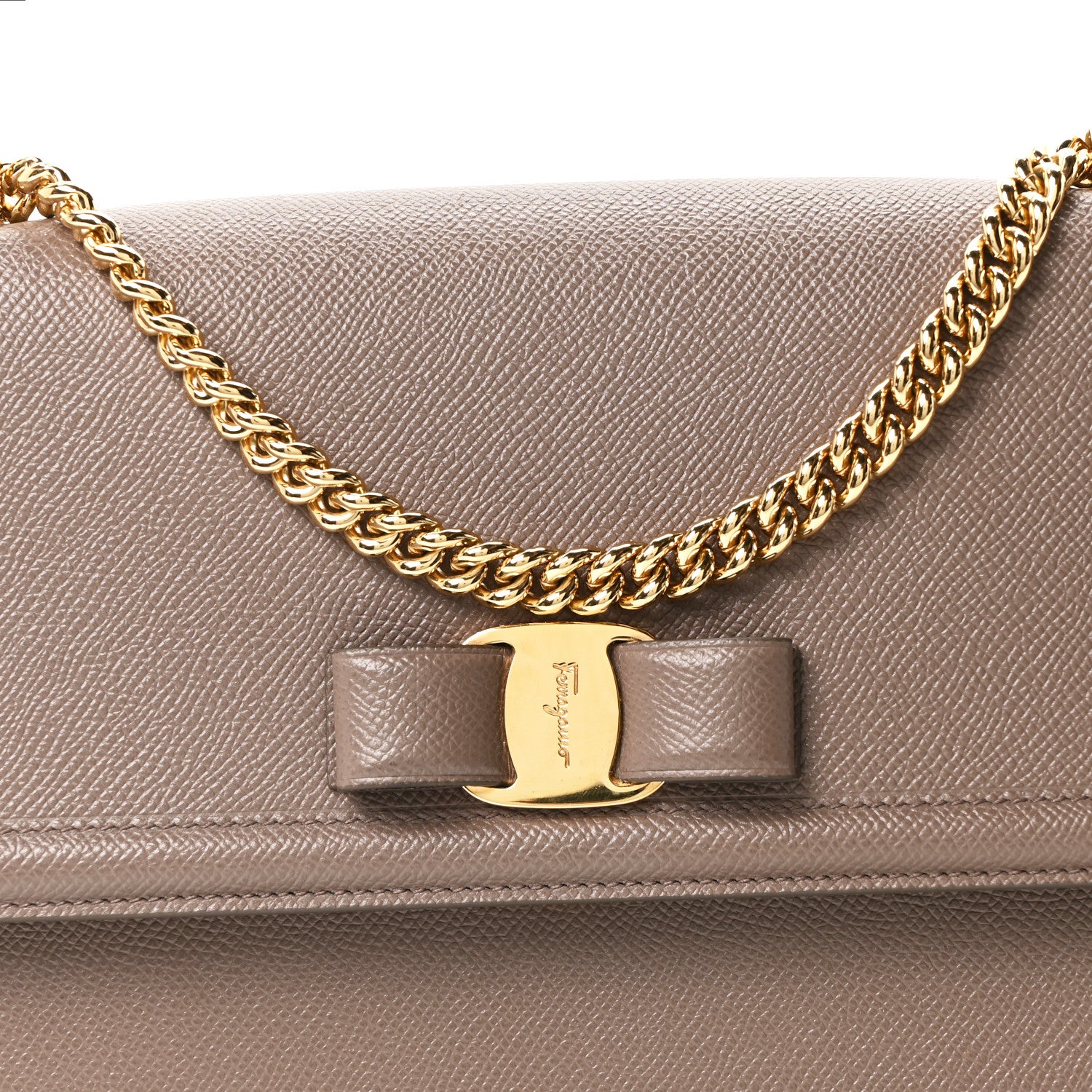 Salvatore Ferragamo Pebbled Calfskin Ginny Shoulder Bag Caraway Seed 8 of 10