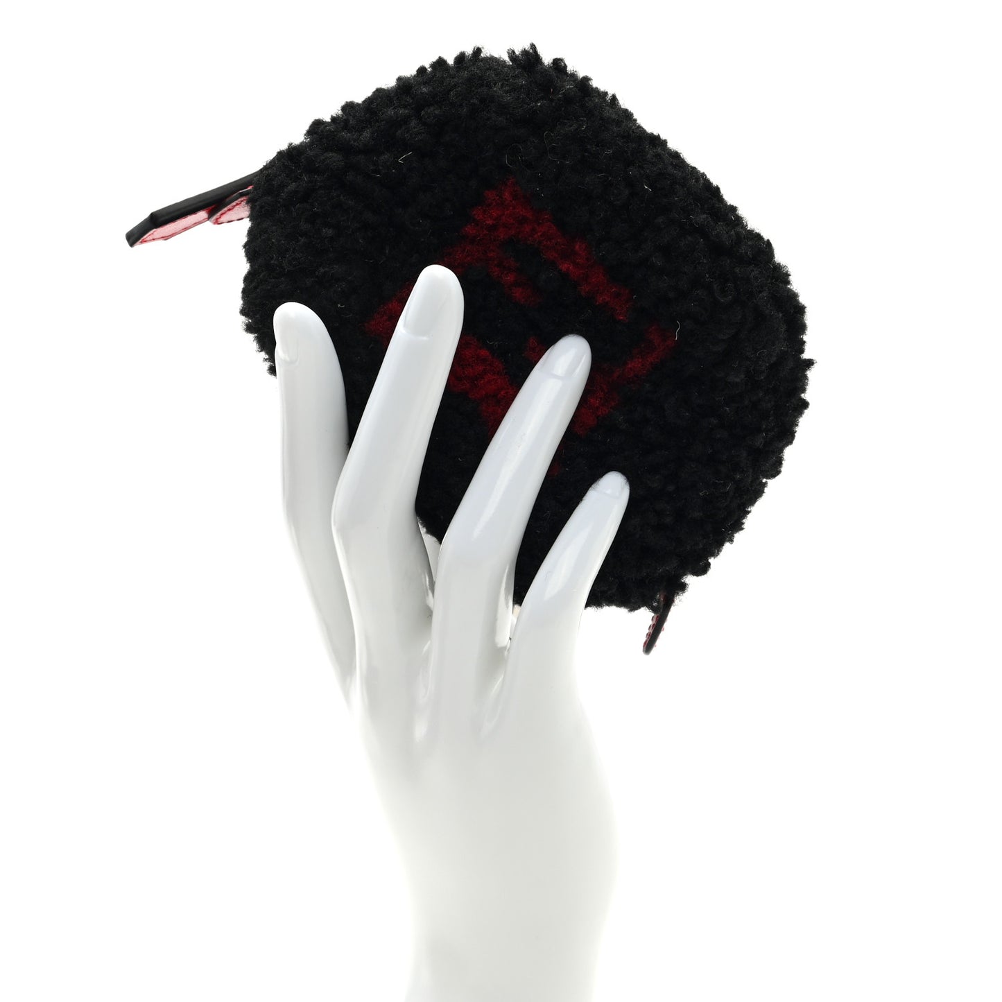 Shearling Dice Bag Charm Black Red