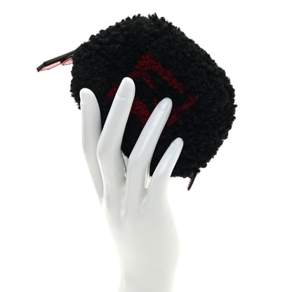 Fendi Shearling Dice Bag Charm Black Red 2 of 6