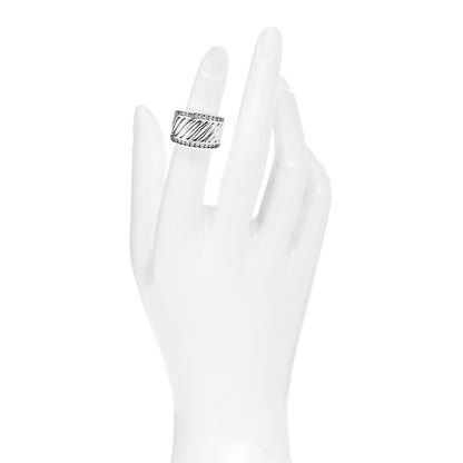 David Yurman Sterling Silver Diamond Cable Cigar Band Ring 47 4.25 2 of 6