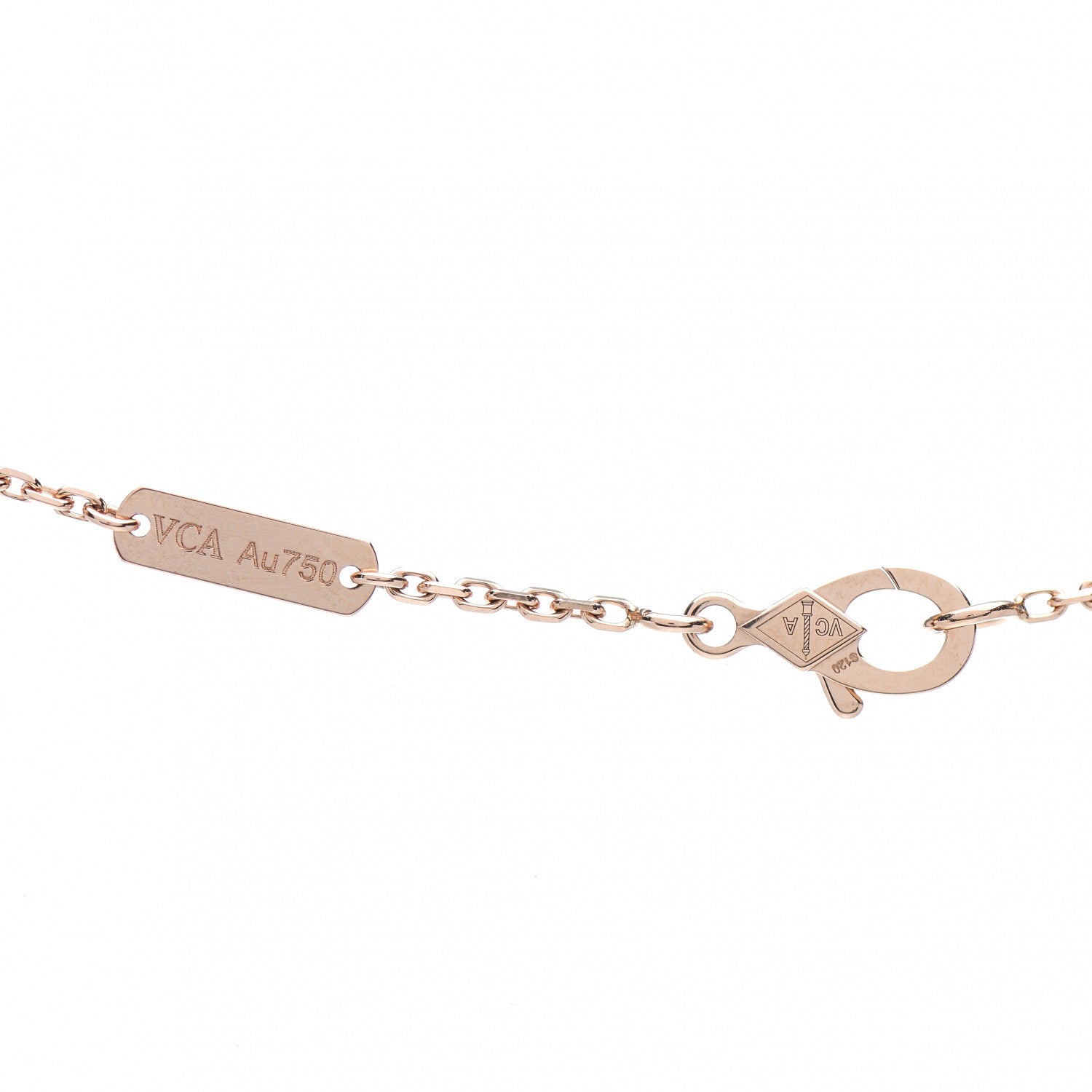 Van Cleef & Arpels 18K Rose Gold Diamond Rhodonite Vintage Alhambra Pendant Necklace 4 of 5