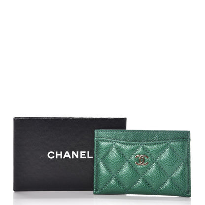 Chanel Metallic Caviar Quilted Card Holder Green 9 of 9