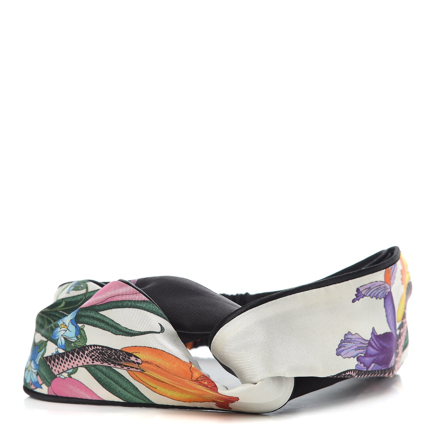 Gucci Silk Floral Snake Print Headband White 1 of 5