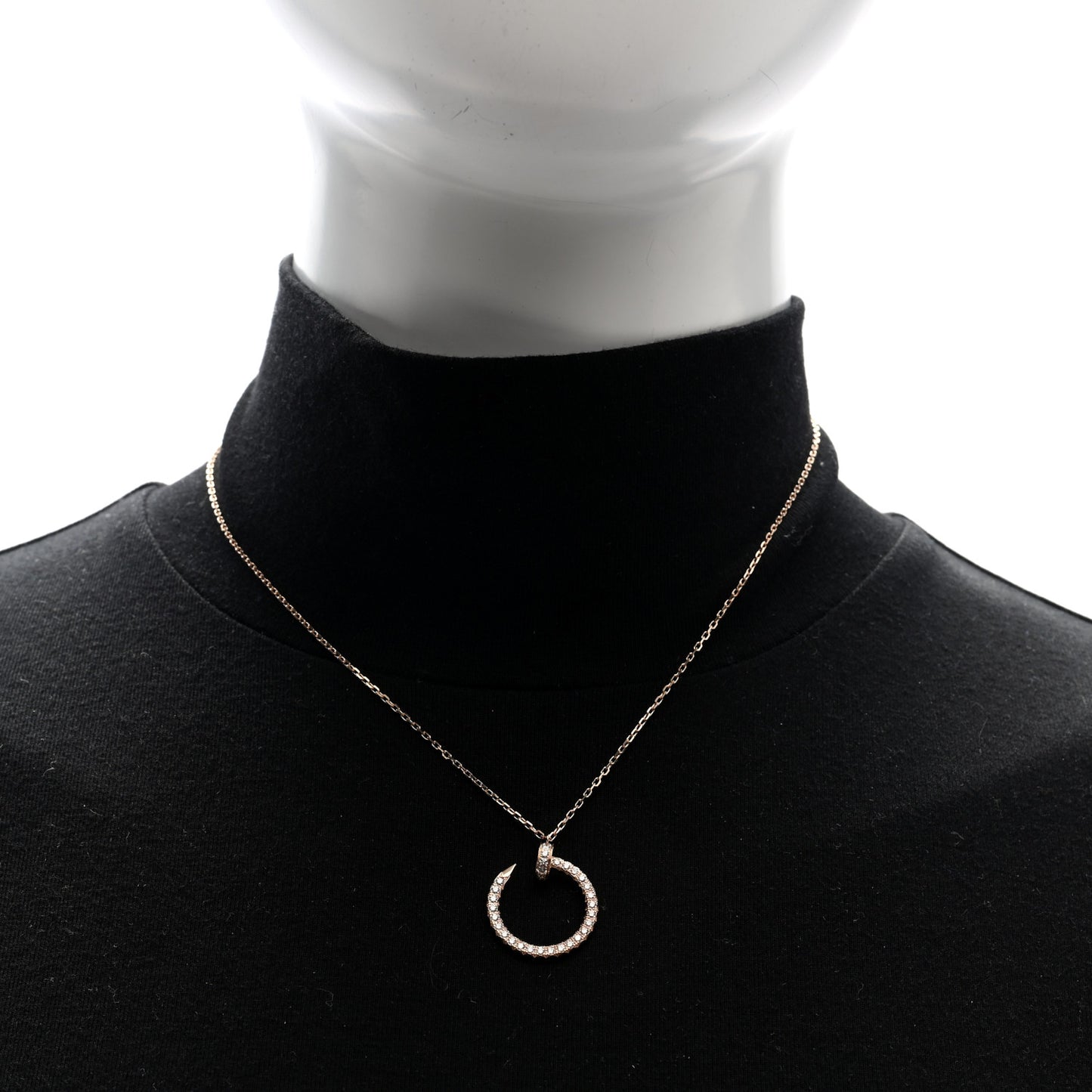 18K Pink Gold Diamond Juste Un Clou Paved Pendant Necklace