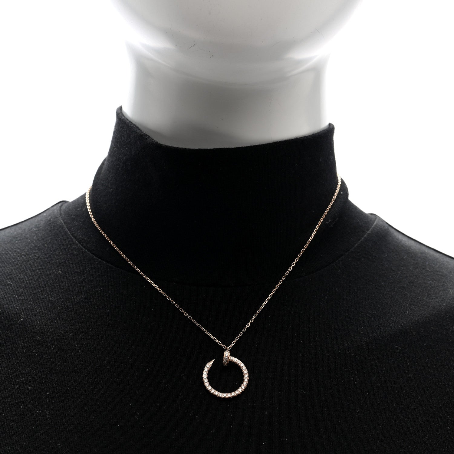 Cartier 18K Pink Gold Diamond Juste Un Clou Paved Pendant Necklace 2 of 4