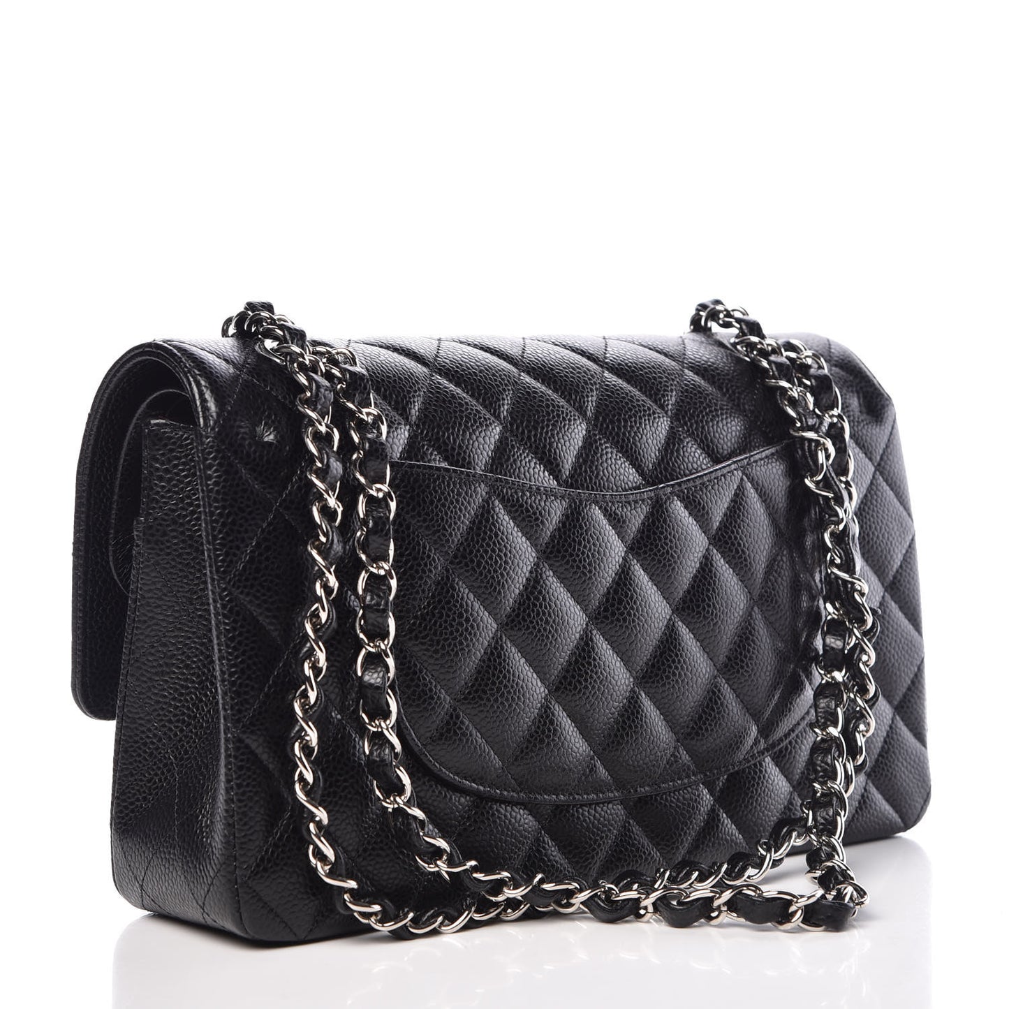 Caviar Quilted Medium Double Flap Black