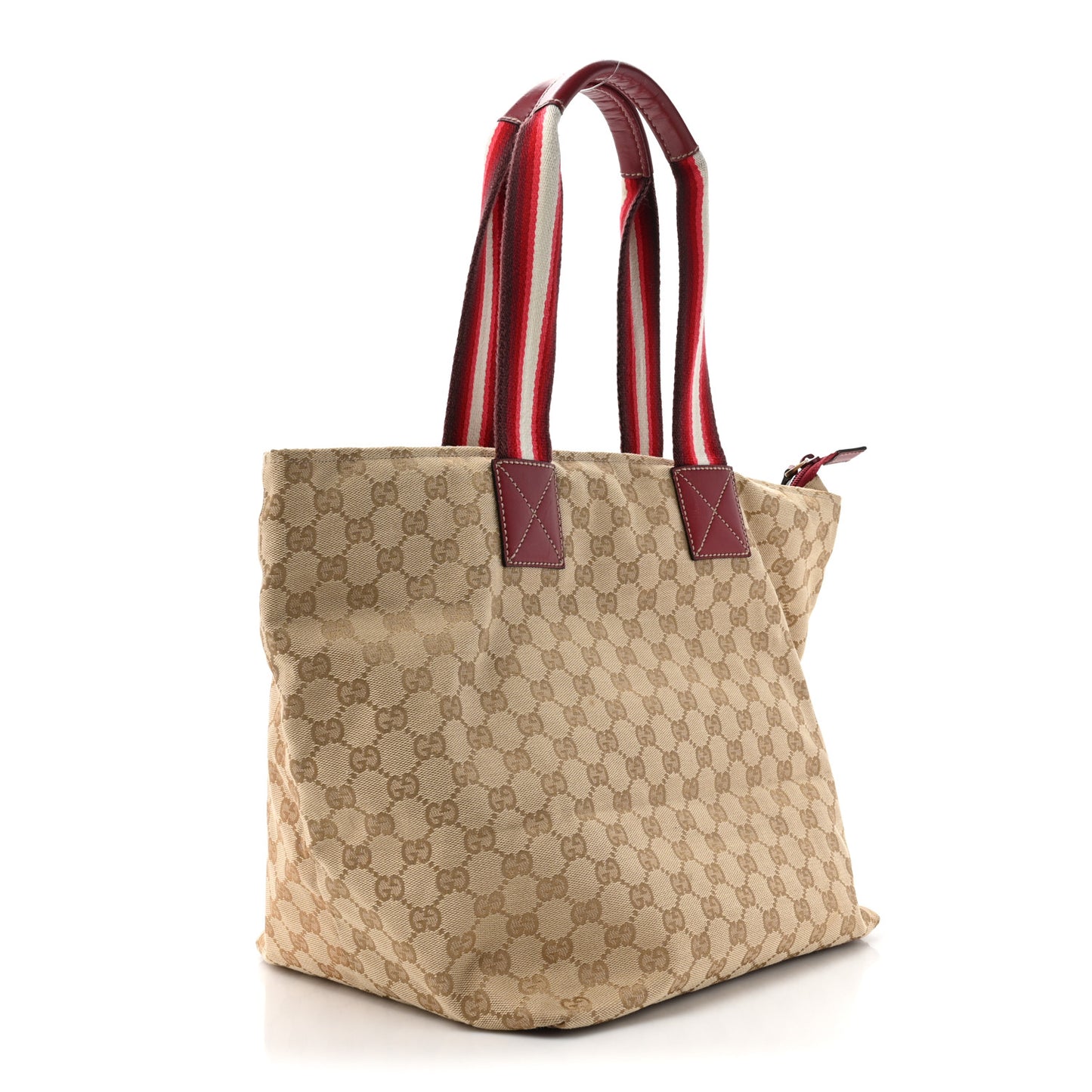 GG Monogram Large Web Handle Bucket Tote Red