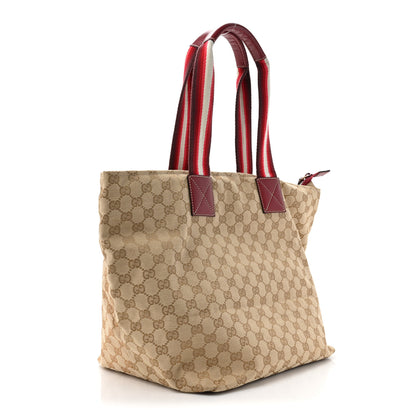 Gucci GG Monogram Large Web Handle Bucket Tote Red 3 of 19