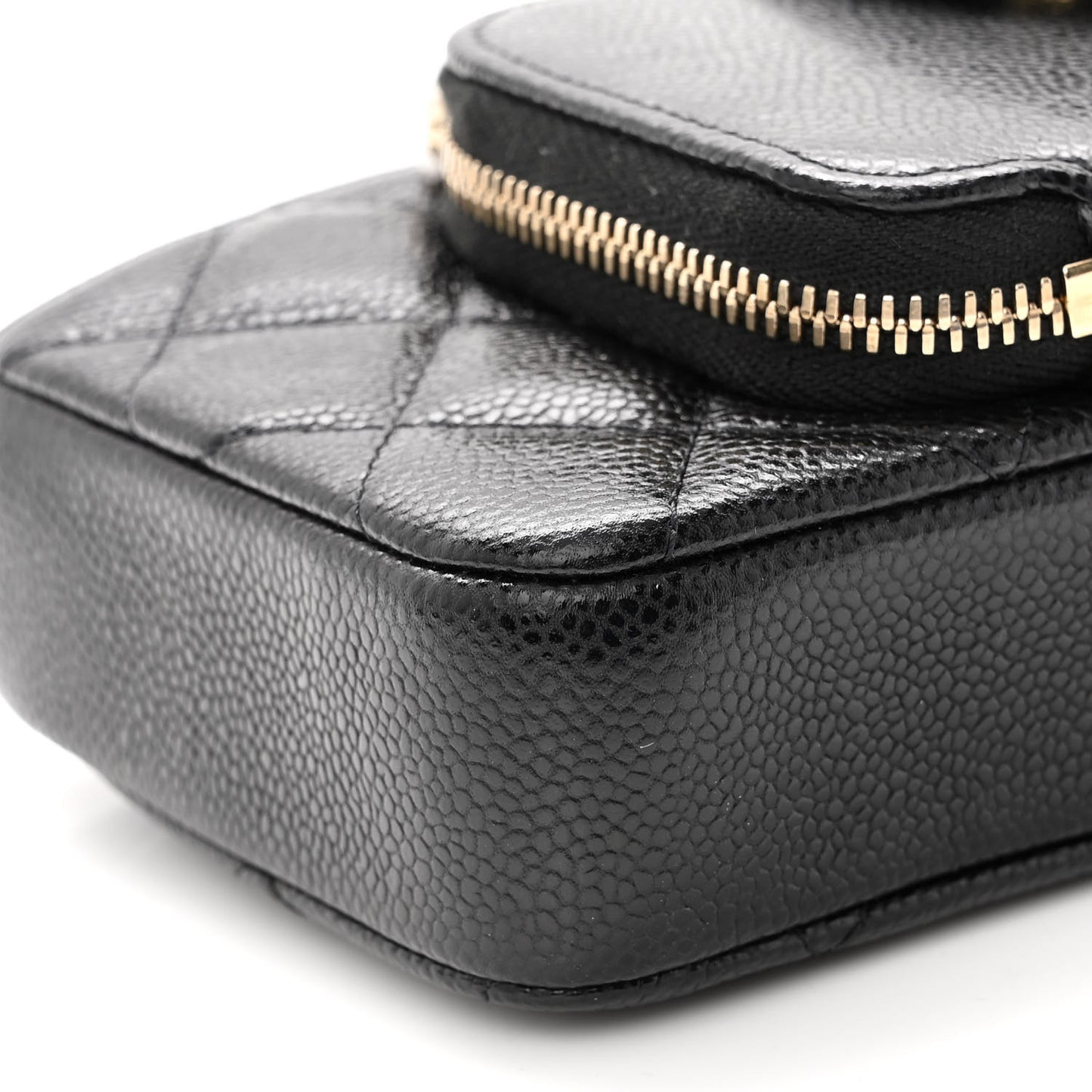 Caviar Quilted Business Affinity Phone Holder With Chain Black
