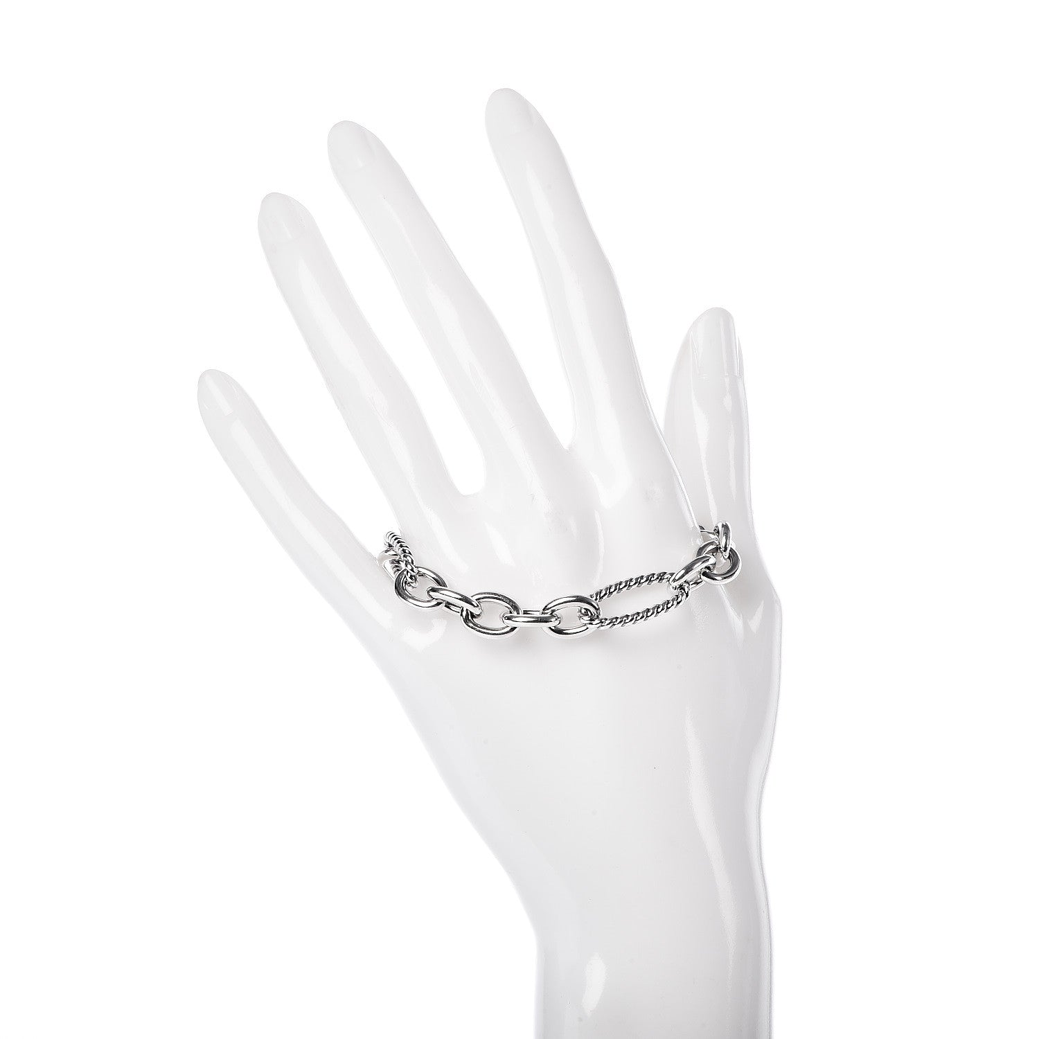 David Yurman Sterling Silver 18K Yellow Gold Figaro Link Bracelet 2 of 4
