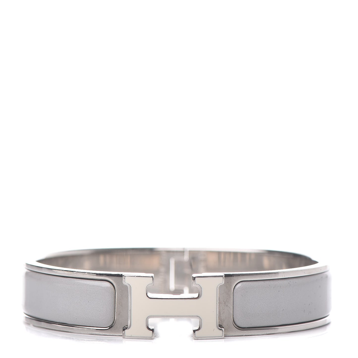 Enamel Narrow Clic Clac H Bracelet PM Blanc Gris Clair