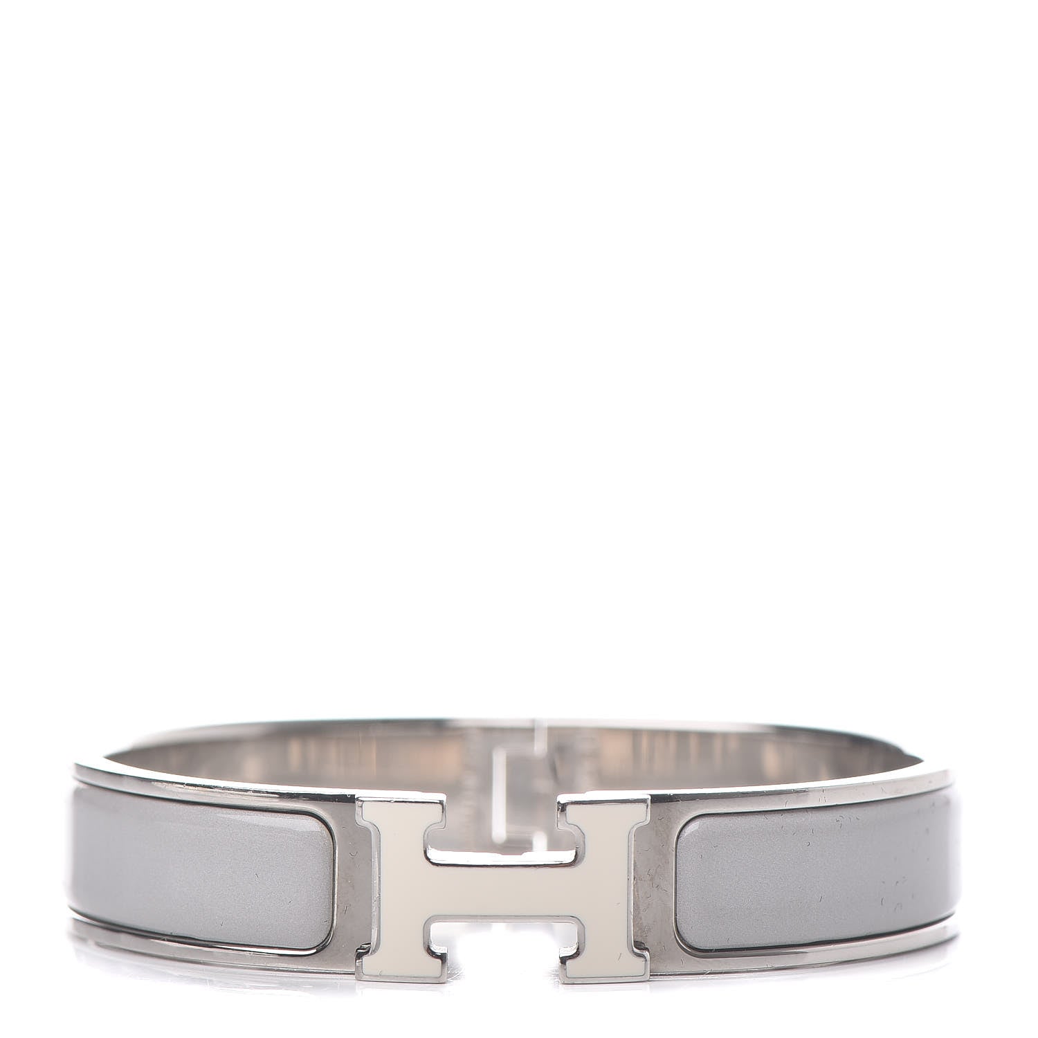 Hermes Enamel Narrow Clic Clac H Bracelet PM Blanc Gris Clair 1 of 5