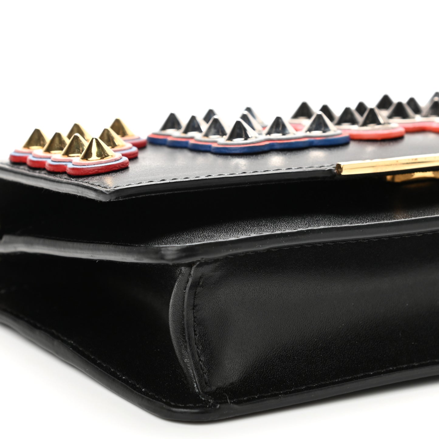 Vitello Liberty Fun Fair Metal Studded Tube Wallet on Chain Black Multicolor