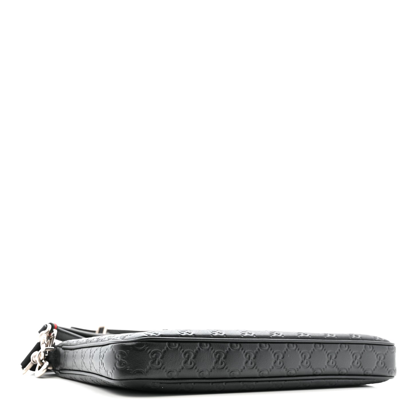 GG Calfskin Embossed Emblem Medium Crossbody Bag Black