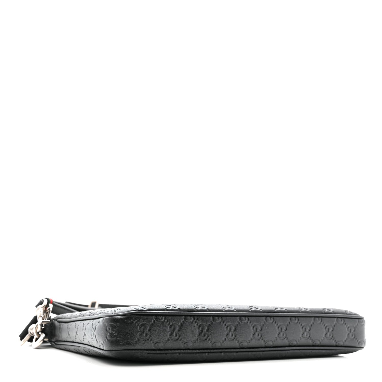 Gucci GG Calfskin Embossed Emblem Medium Crossbody Bag Black 4 of 12
