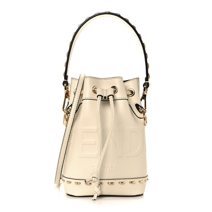 Fendi Vitello King F is Fendi Logo Debossed Metal Stitch Mini Mon Tresor Bucket Bag Pergamena 1 of 14
