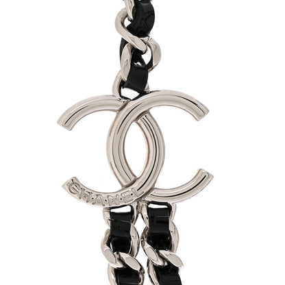 Chanel Metal Patent CC Double Chain Choker Black Silver 4 of 5