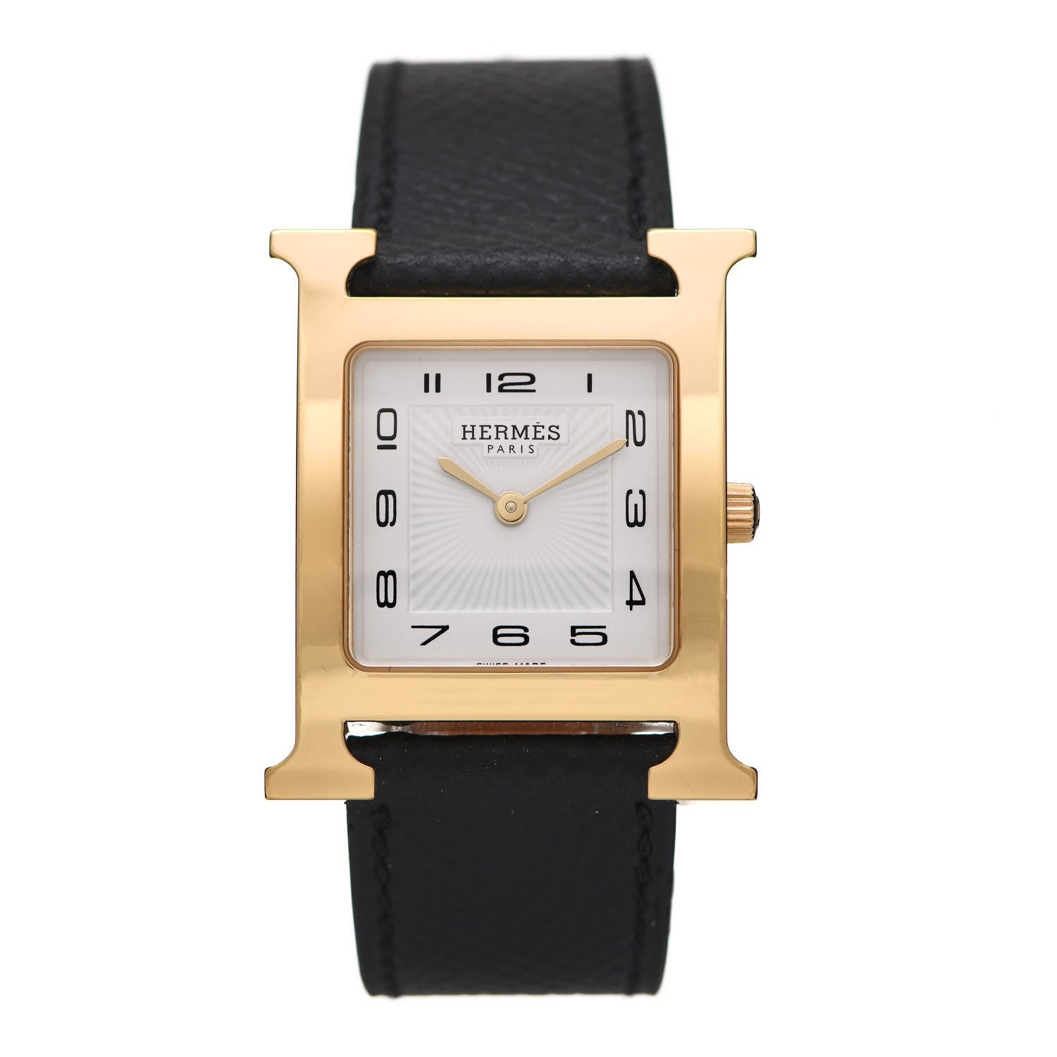 Hermes Stainless Steel Epsom 26mm Heure H Hour Quartz Watch Noir 1 of 5
