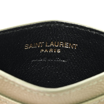 Saint Laurent Grain De Poudre Matelasse Chevron Monogram Credit Card Case Light Sage 6 of 8
