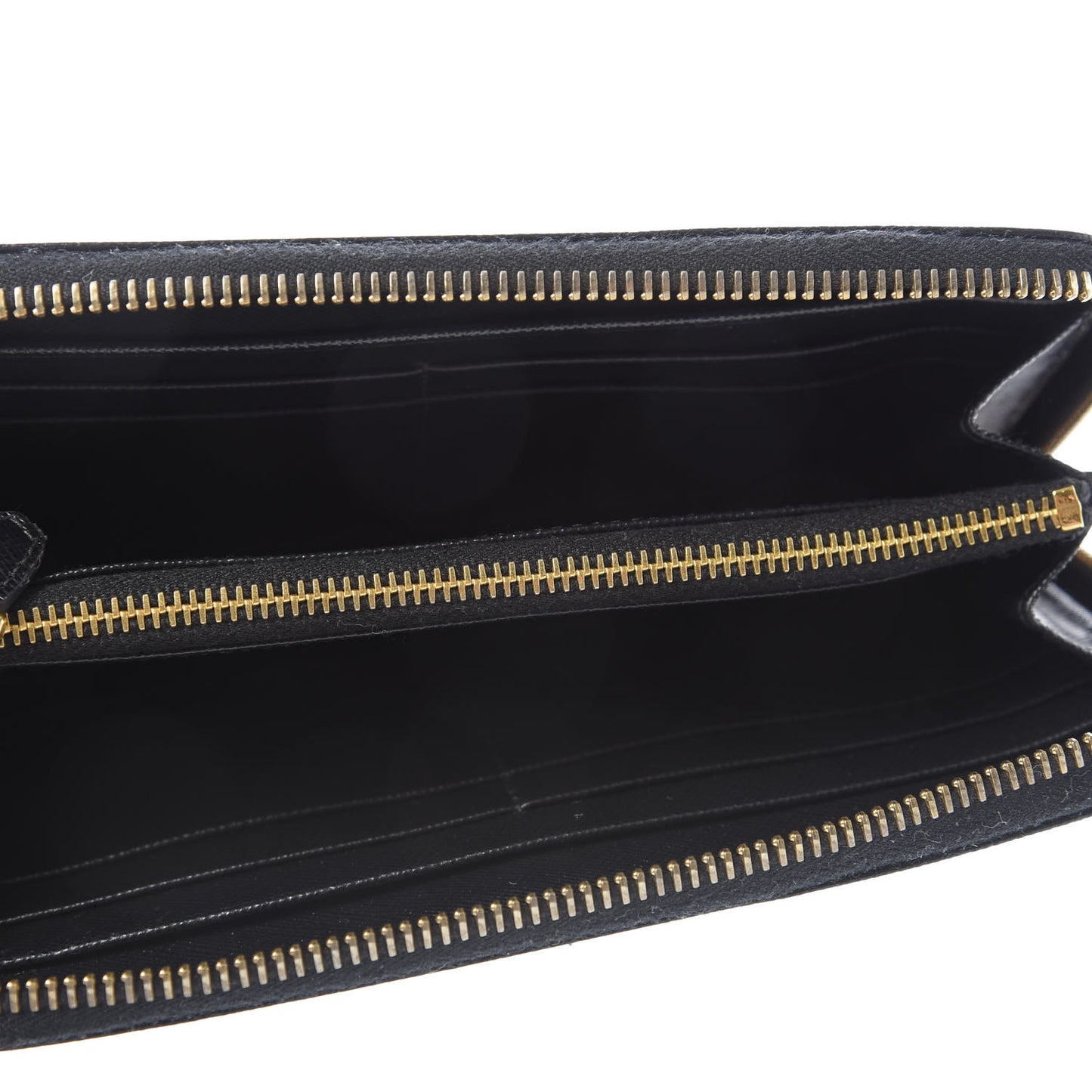 Saffiano Metal Large Zip Around Wallet Black