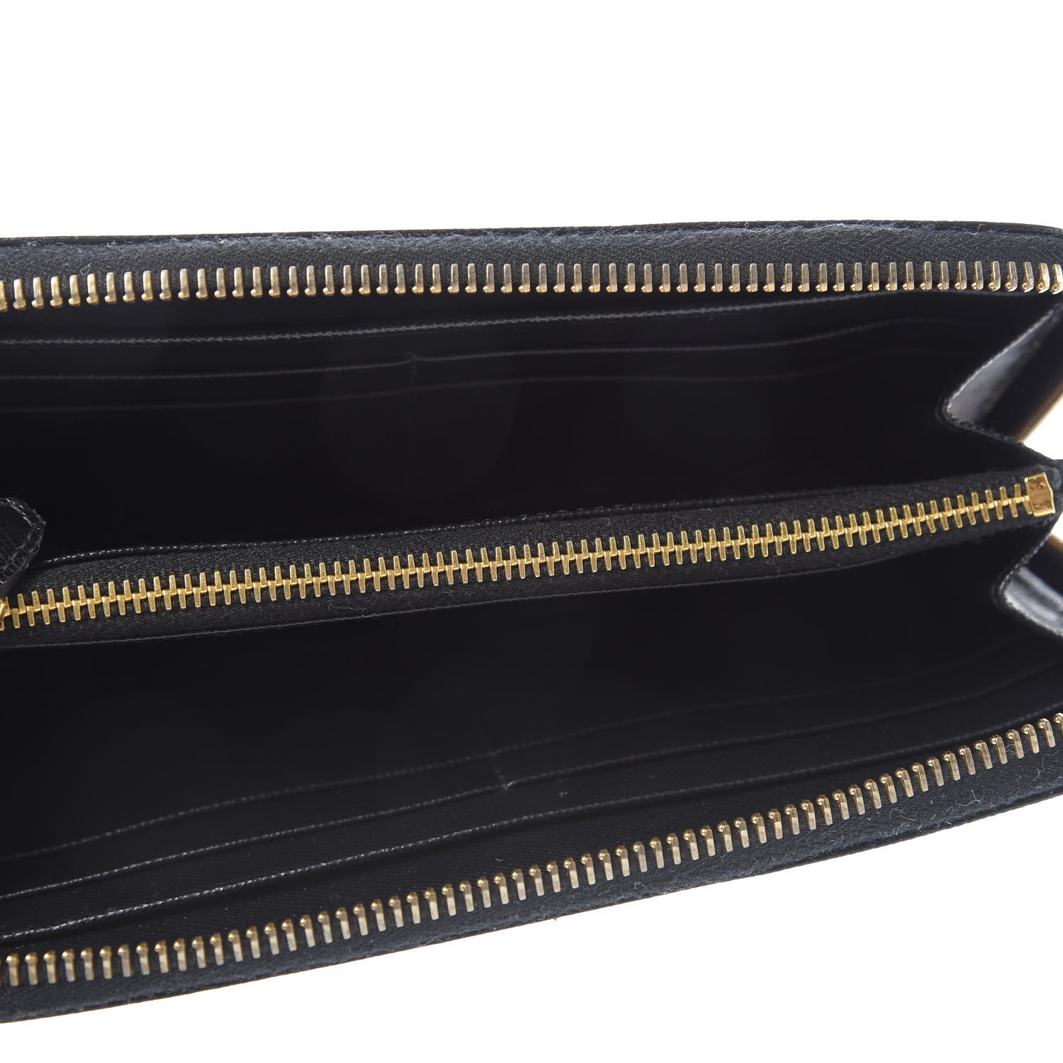 Prada Saffiano Metal Large Zip Around Wallet Black 5 of 8